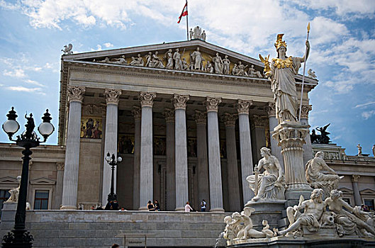 雅典娜,喷泉,正面,维也纳,奥地利,欧洲