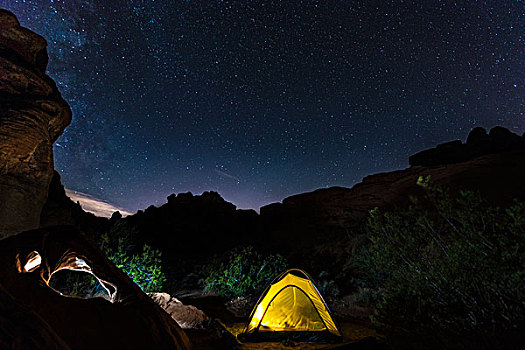 帐蓬,营地,星空,高处,夜景,死亡谷国家公园,加利福尼亚,美国,北美