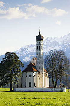 教堂,靠近,新天鹅堡,巴伐利亚,德国