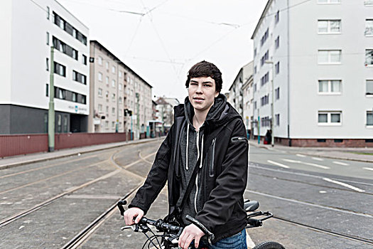 年轻,自行车,法兰克福,德国