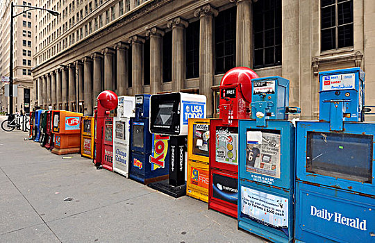 彩色,报纸,盒子,路边,芝加哥,伊利诺斯,美国