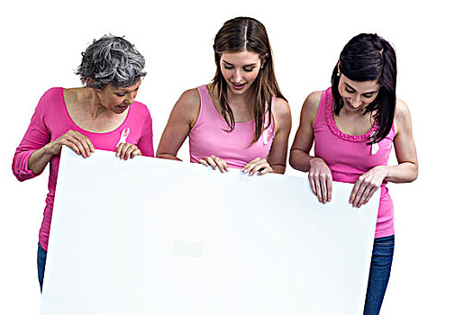 女人,粉色,装束,拿着,乳腺癌,意识,白色背景,背景