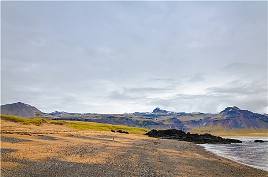 沙滩,黑色,石头,冰岛,靠近,小镇,斯奈山半岛