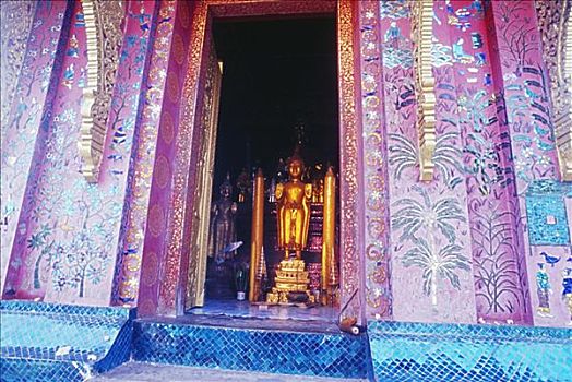 老挝,琅勃拉邦,寺院,佛,室内,庙宇,风景,户外