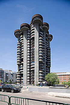 爱德菲斯,白色,塔,建筑,公寓楼,设计,北美,马德里,西班牙