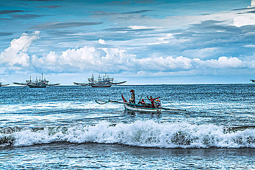 印尼,大海,渔船,渔民,打渔