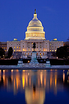 黎明,仰视,美国,国会大厦,雕塑,华盛顿特区