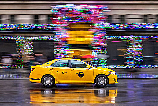 亮黄色,纽约,出租车,正面,百货公司