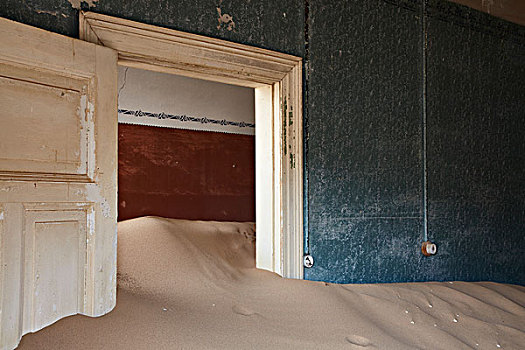 室内,废弃,建筑,满,沙子