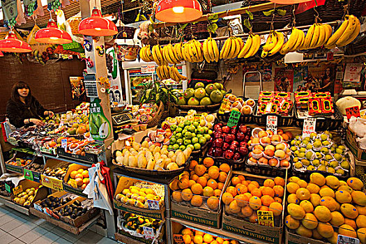 中国,香港,湾仔,水果摊,街边市场