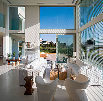 跃层,客厅,白色,沙发,椅子,中心,地区,以色列