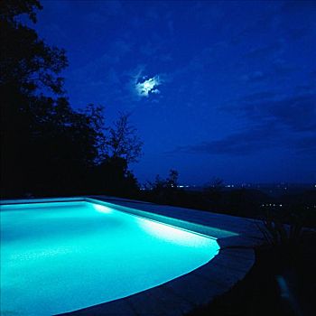 游泳池,夜晚