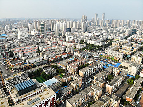 航拍辽宁省沈阳市沈河区大南街朝阳街南顺城路附近街景与城市风光