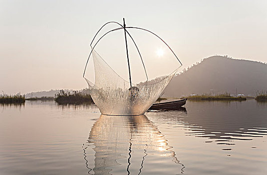 捕鱼,湖,印度