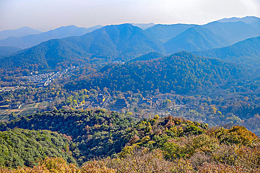 俯拍杭州灵隐寺