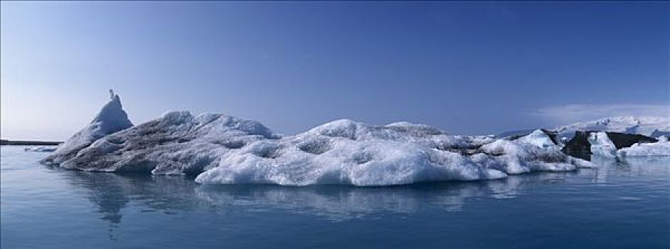 冰河,泻湖,冰块,流动,冰岛,欧洲