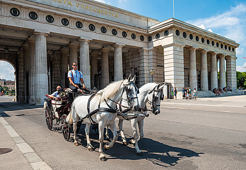 马车,正面,霍夫堡皇宫,英雄广场,维也纳,奥地利,欧洲