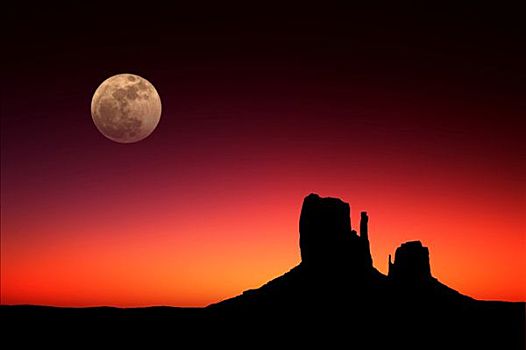 纪念碑谷,月亮,亚利桑那,美国