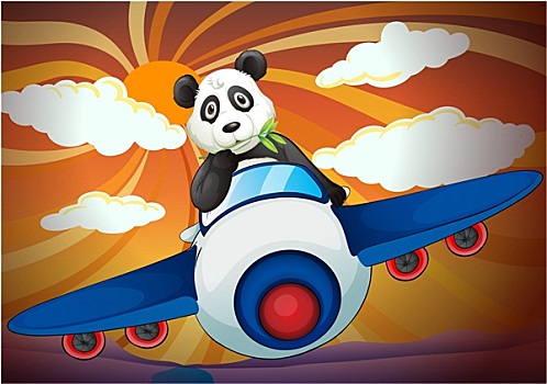熊猫,飞,空中,飞机