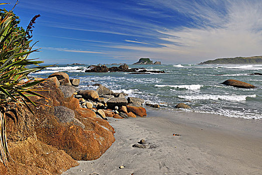 海滩,石头,韦斯特波特,南岛,西部,新西兰