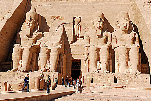 雕塑,法老,拉美西斯,庙宇,阿布辛贝尔神庙,努比亚,埃及,非洲
