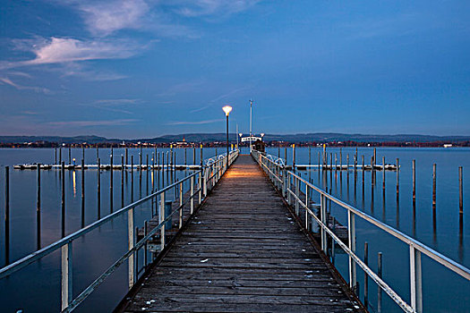 码头,十一月,靠近,康士坦茨湖,巴登符腾堡,德国,欧洲