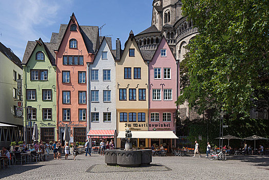 彩色,房子,鱼市,科隆,北莱茵威斯特伐利亚,德国,欧洲