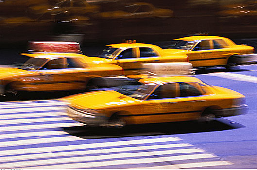 模糊,出租车,街上,纽约,美国