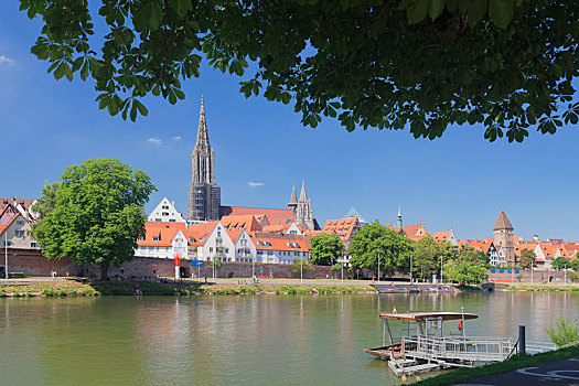 风景,上方,多瑙河,大教堂,乌尔姆,巴登符腾堡,德国