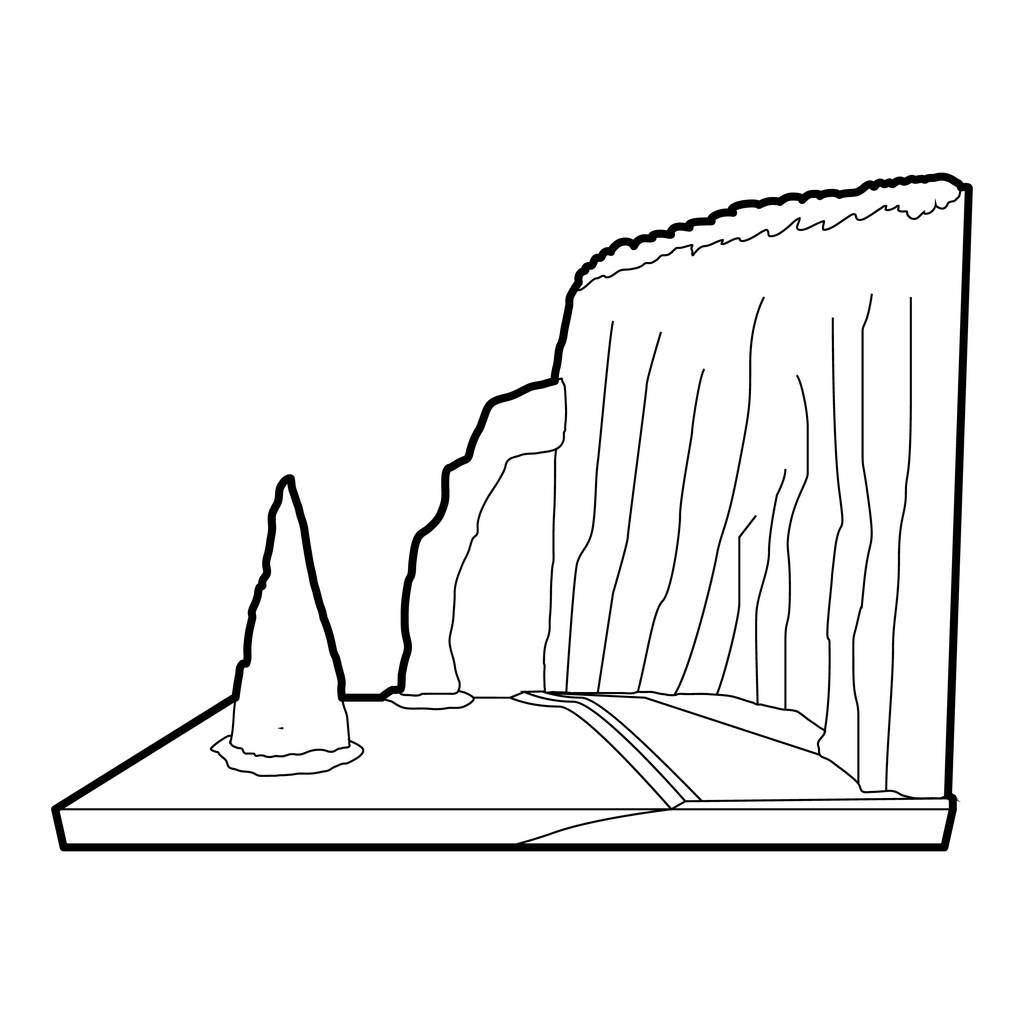 山和悬崖的简笔画图片