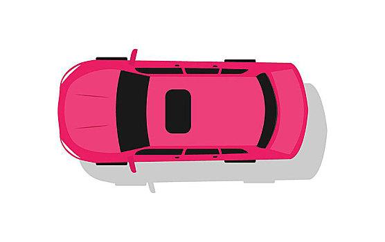 粉色,汽车,俯视,矢量,插画,设计,运输,概念,象征,递送,隔绝,白色背景,背景,上面,竞争