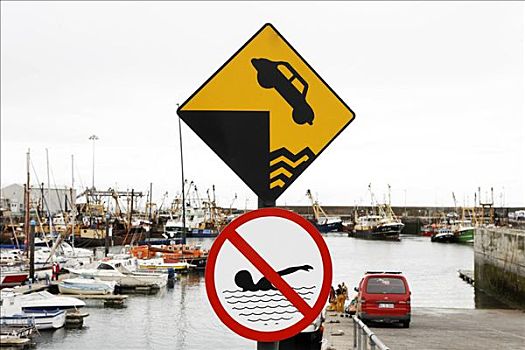 警告标识,码头,爱尔兰