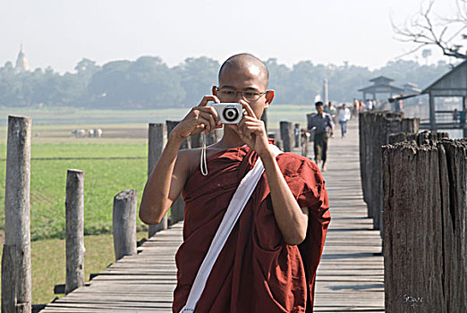 缅甸,曼德勒,拍照,摄影师