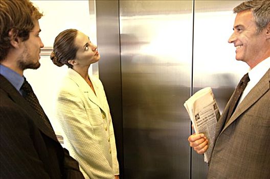 商务人士,女人,等待,电梯