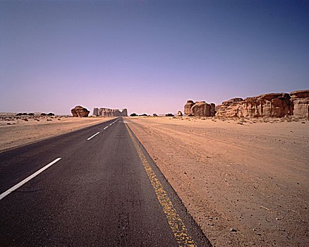 道路,岩石构造,靠近,沙特阿拉伯