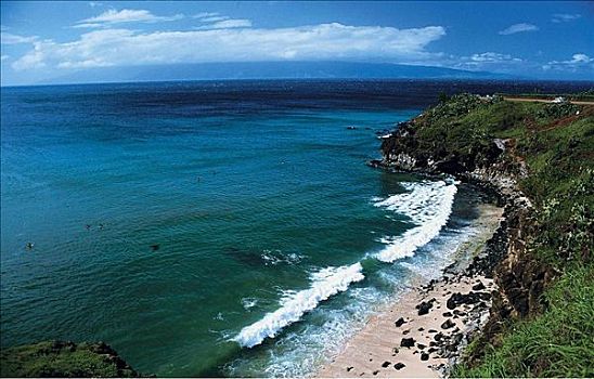 海滩,西海岸,莫洛凯岛,毛伊岛,夏威夷,美国,北美