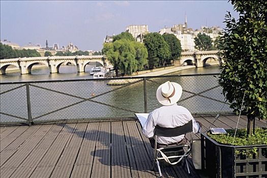 法国,巴黎,艺术桥,男人,绘画