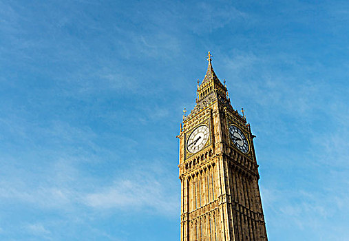 大本钟,蓝天,伦敦,英国