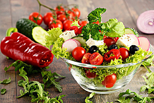 蔬菜沙拉,碗,厨房用桌,均衡饮食