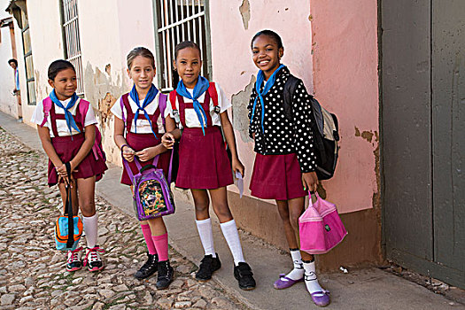 古巴,特立尼达,女孩,校服,使用,只有