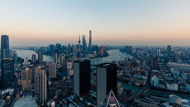 上海浦东黄昏夜景