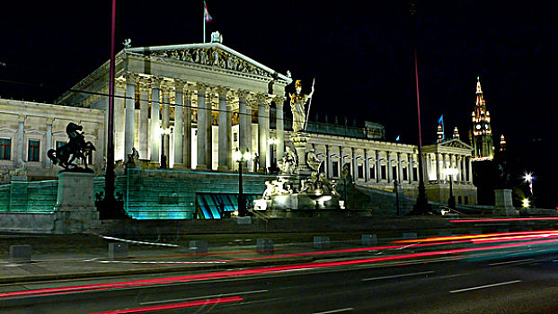 议会,雅典娜,喷泉,维也纳,奥地利,欧洲
