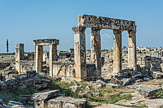 建筑,希拉波里斯,古希腊,城市,世界遗产,靠近,棉花堡,省,土耳其,亚洲