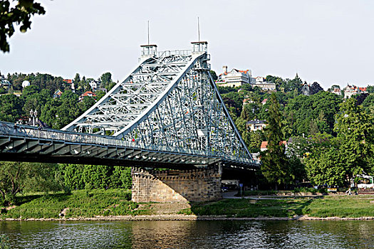 桥,蓝色,惊奇,易北河,德累斯顿,萨克森,德国,欧洲