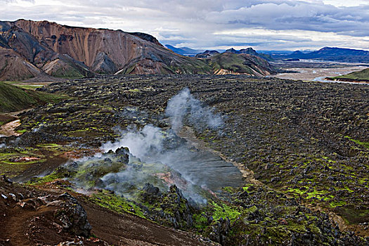 蒸汽,上升,地面,兰德玛纳,冰岛