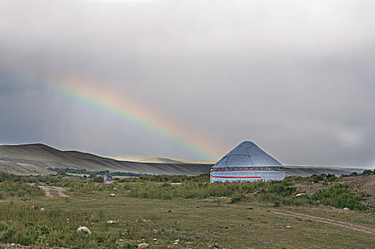 吉尔吉斯斯坦,比什凯克,彩虹,帐蓬,荒芜,风景