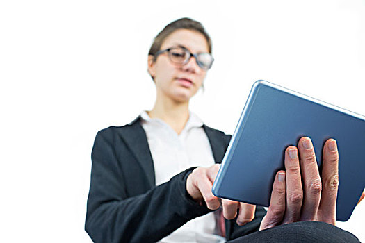 职业女性,平板电脑