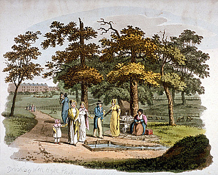 风景,喝,海德公园,威斯敏斯特,伦敦,1812年,艺术家