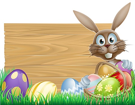 高兴,复活节兔子,木质,标识