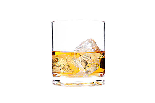 玻璃杯,威士忌,白色背景